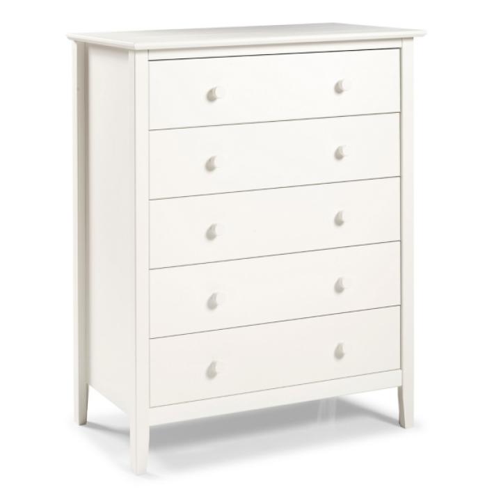 White Brazilian Pine Wood 5-Drawer Chest