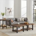 Brown Pine Wood and Metal Accent Table