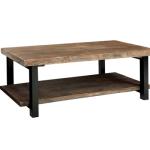 Brown Pine Wood and Metal Coffee Table
