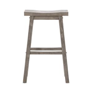 Wire Brushed Gray Saddle Wood Bar Stool