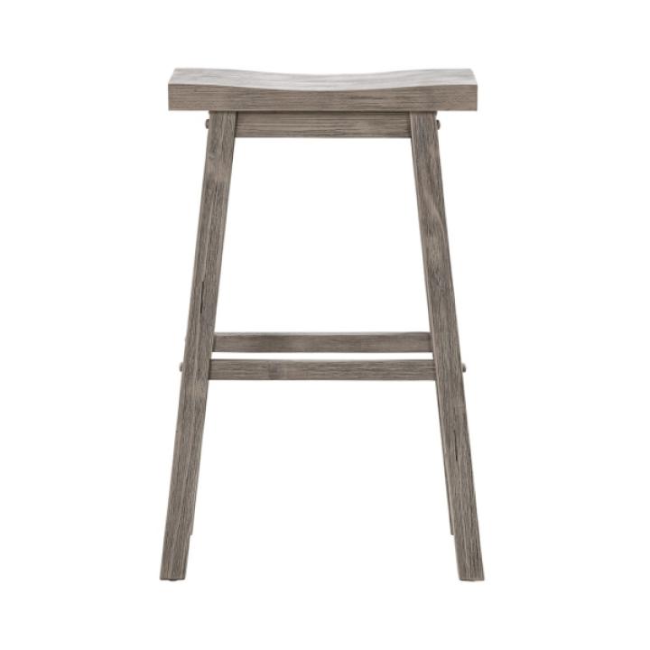 Wire Brushed Gray Saddle Wood Bar Stool