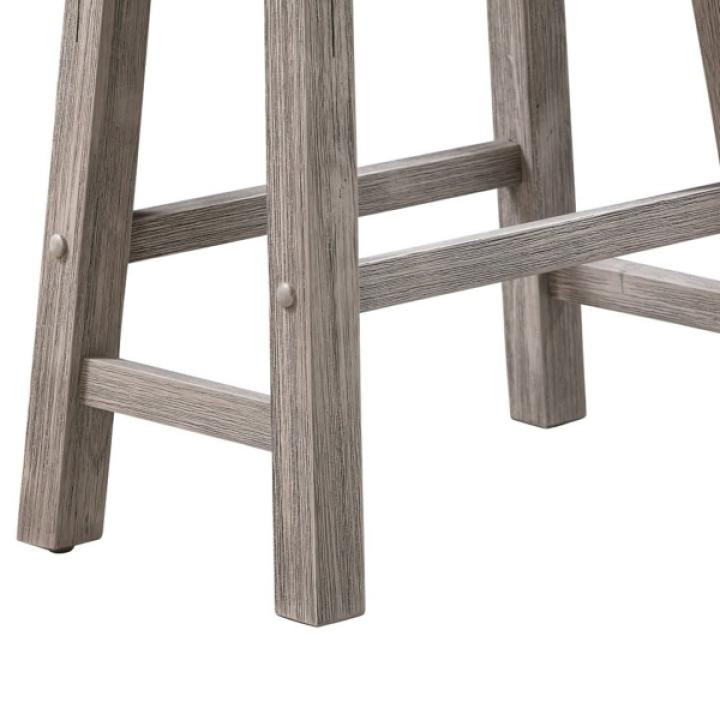 Wire Brushed Gray Saddle Wood Bar Stool