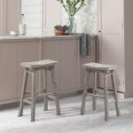 Wire Brushed Gray Saddle Wood Bar Stool