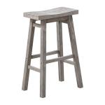 Wire Brushed Gray Saddle Wood Bar Stool