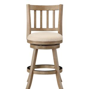 Ivory Linen Slat Back Swivel Counter Stool
