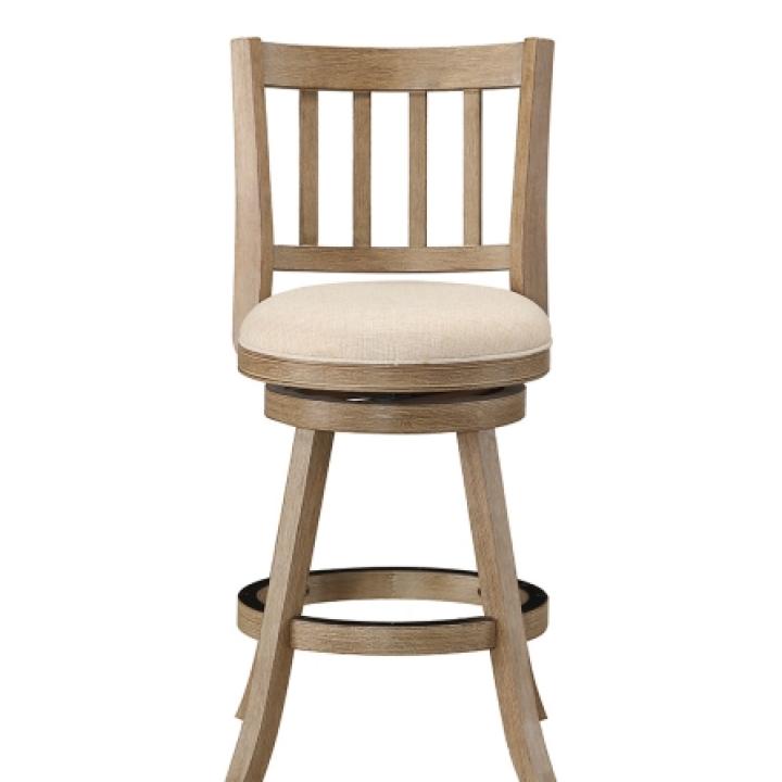 Ivory Linen Slat Back Swivel Counter Stool