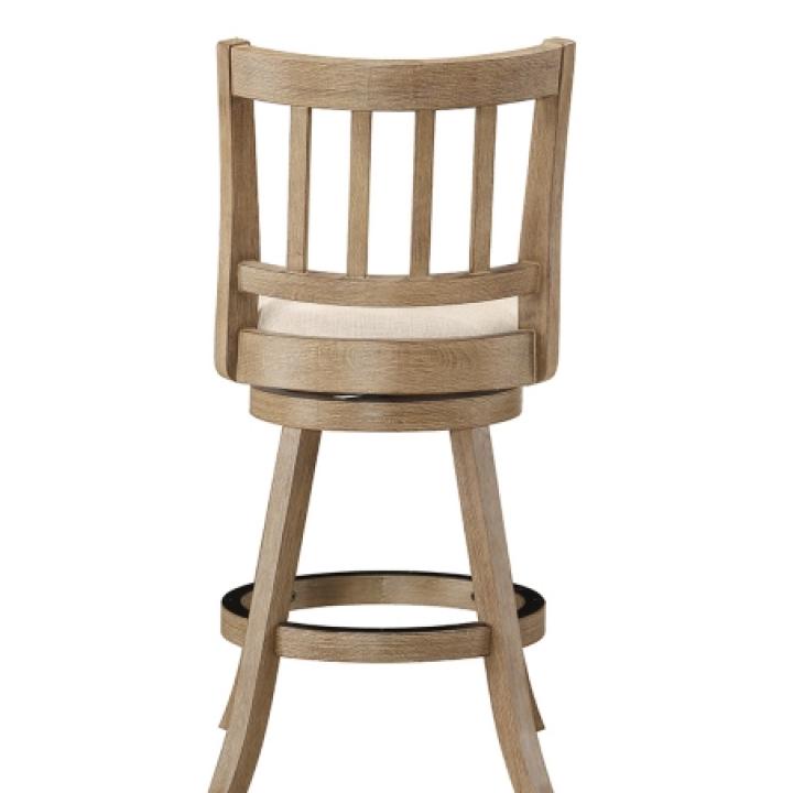 Ivory Linen Slat Back Swivel Counter Stool