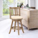 Ivory Linen Slat Back Swivel Counter Stool