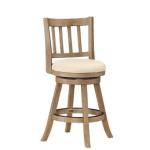 Ivory Linen Slat Back Swivel Counter Stool