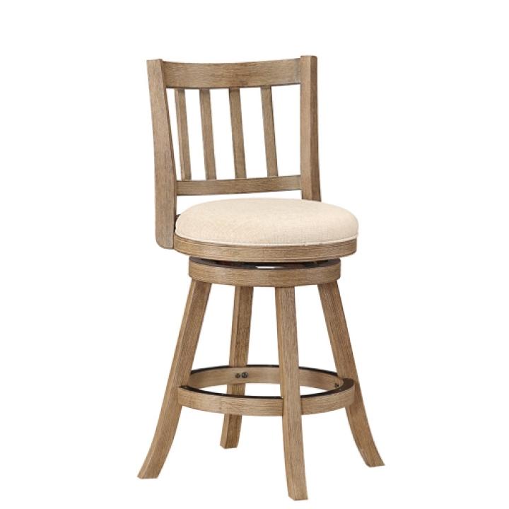 Ivory Linen Slat Back Swivel Counter Stool