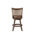 Linen and Driftwood Nailhead Swivel Counter Stool
