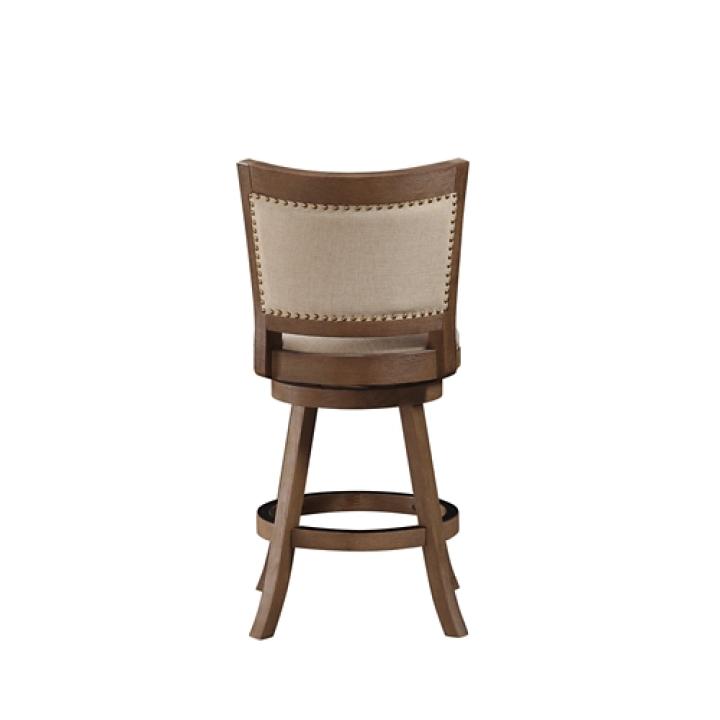 Linen and Driftwood Nailhead Swivel Counter Stool
