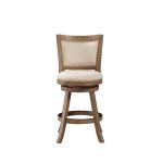 Linen and Driftwood Nailhead Swivel Counter Stool