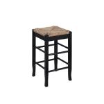Black Wood and Woven Rush Counter Stool
