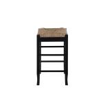 Black Wood and Woven Rush Counter Stool