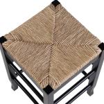 Black Wood and Woven Rush Counter Stool