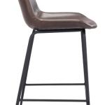 Brown Faux Leather Highback Counter Stool
