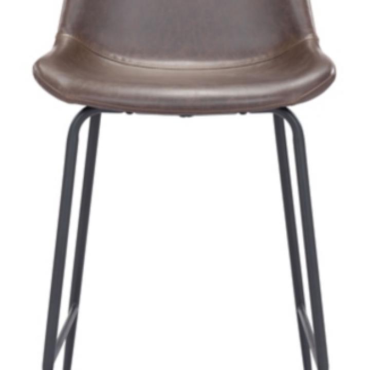 Brown Faux Leather Highback Counter Stool