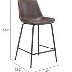 Brown Faux Leather Highback Counter Stool