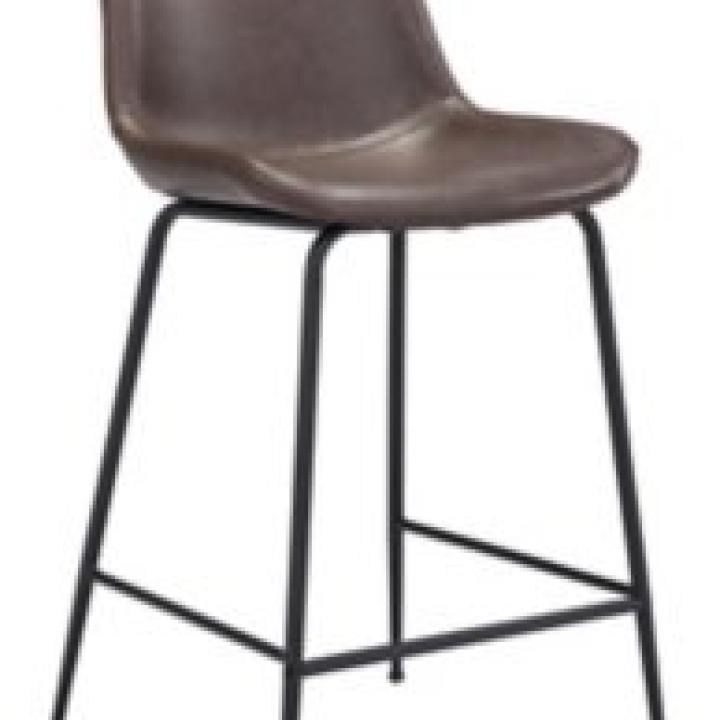 Brown Faux Leather Highback Counter Stool