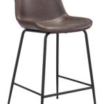 Brown Faux Leather Highback Counter Stool