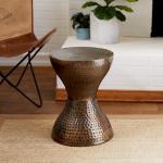 Hammered Bronze Iron Hourglass Accent Table