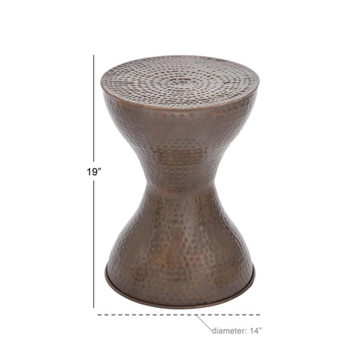 Hammered Bronze Iron Hourglass Accent Table