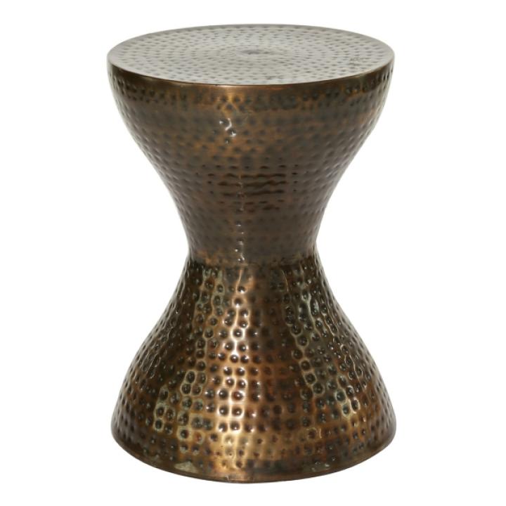 Hammered Bronze Iron Hourglass Accent Table