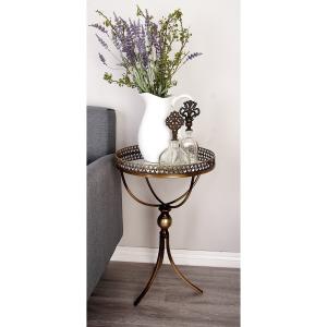 Gold Mirror Top Metal Accent Table