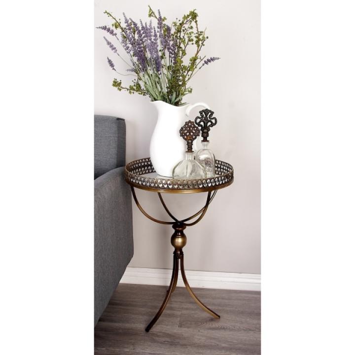 Gold Mirror Top Metal Accent Table
