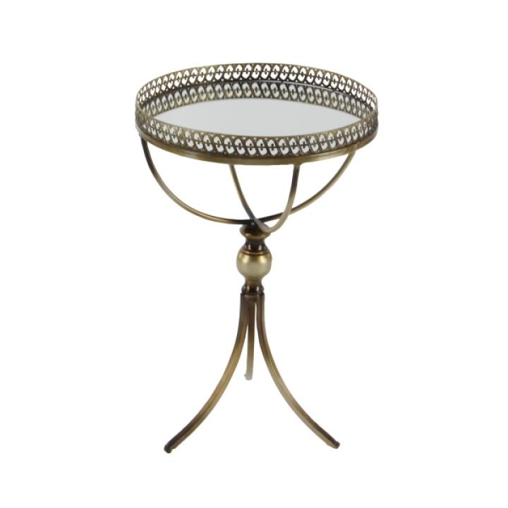 Gold Mirror Top Metal Accent Table