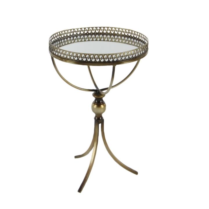 Gold Mirror Top Metal Accent Table