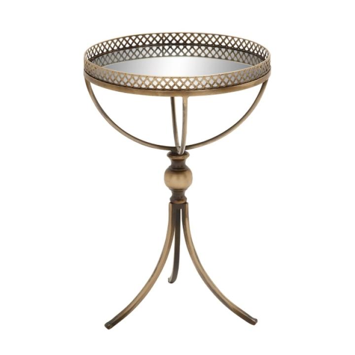 Gold Mirror Top Metal Accent Table
