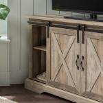 Gray Sliding Barn Doors Corner TV Stand
