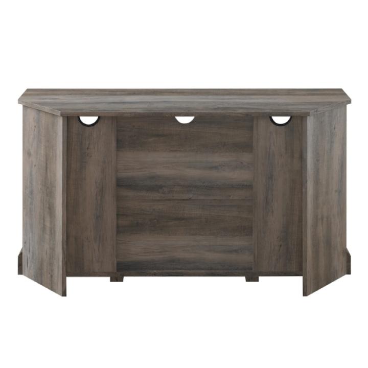 Gray Sliding Barn Doors Corner TV Stand