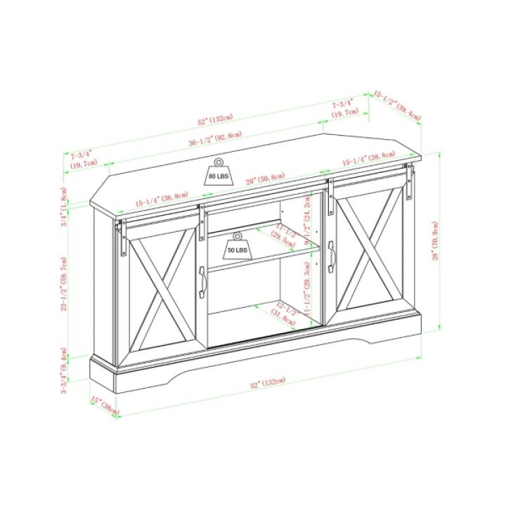 Gray Sliding Barn Doors Corner TV Stand