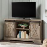 Gray Sliding Barn Doors Corner TV Stand