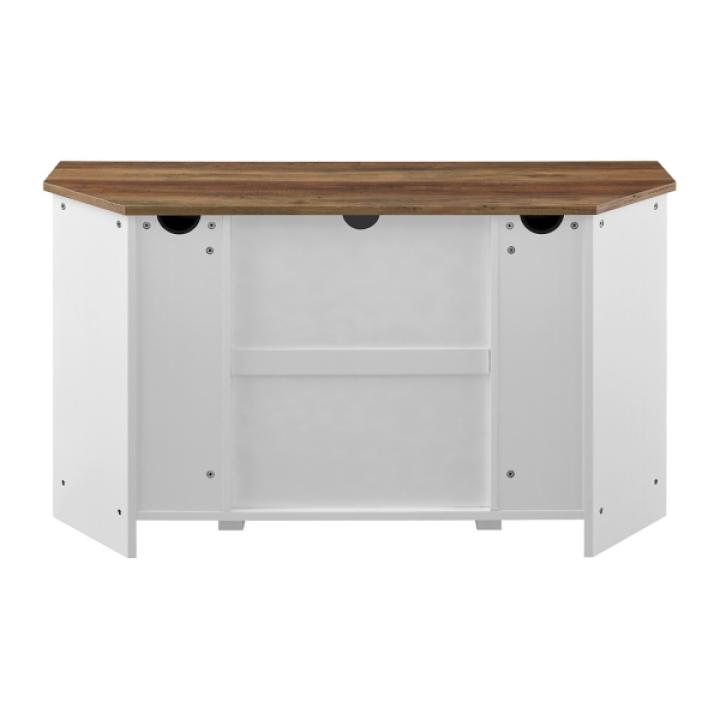 White and Natural Sliding Barn Door TV Stand