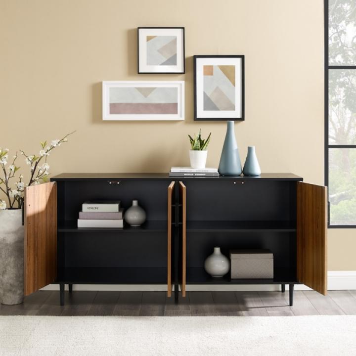 Acorn and Black Chevron Door TV Stand