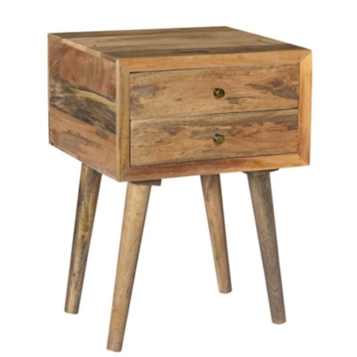 Natural Mango Wood 2-Drawer Accent Table
