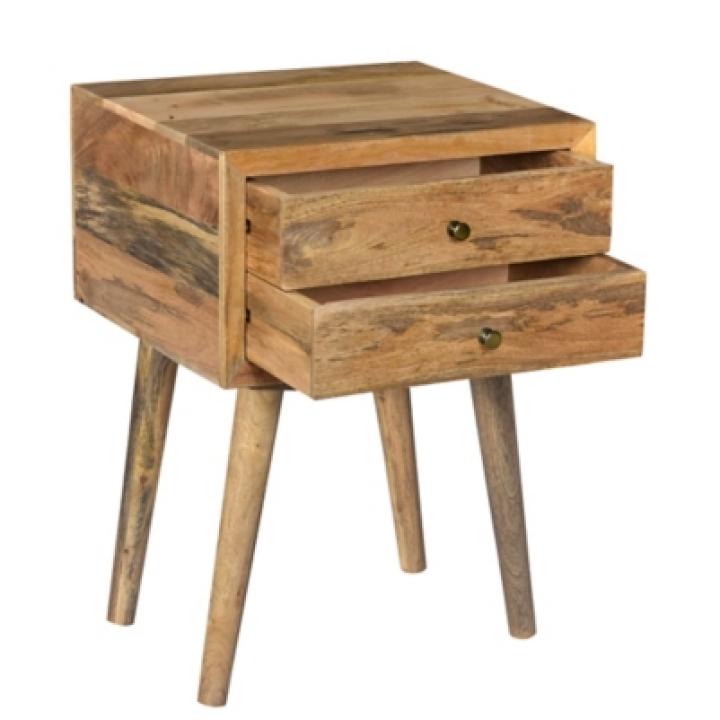 Natural Mango Wood 2-Drawer Accent Table