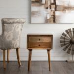 Natural Mango Wood 2-Drawer Accent Table