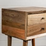 Natural Mango Wood 2-Drawer Accent Table