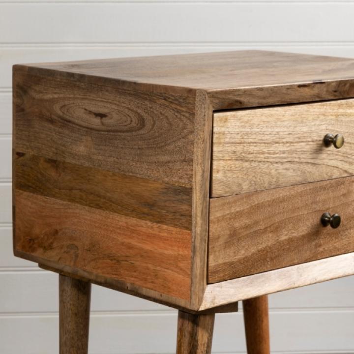 Natural Mango Wood 2-Drawer Accent Table