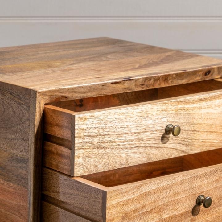 Natural Mango Wood 2-Drawer Accent Table