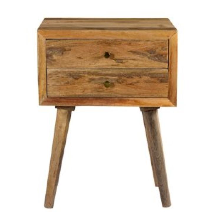 Natural Mango Wood 2-Drawer Accent Table