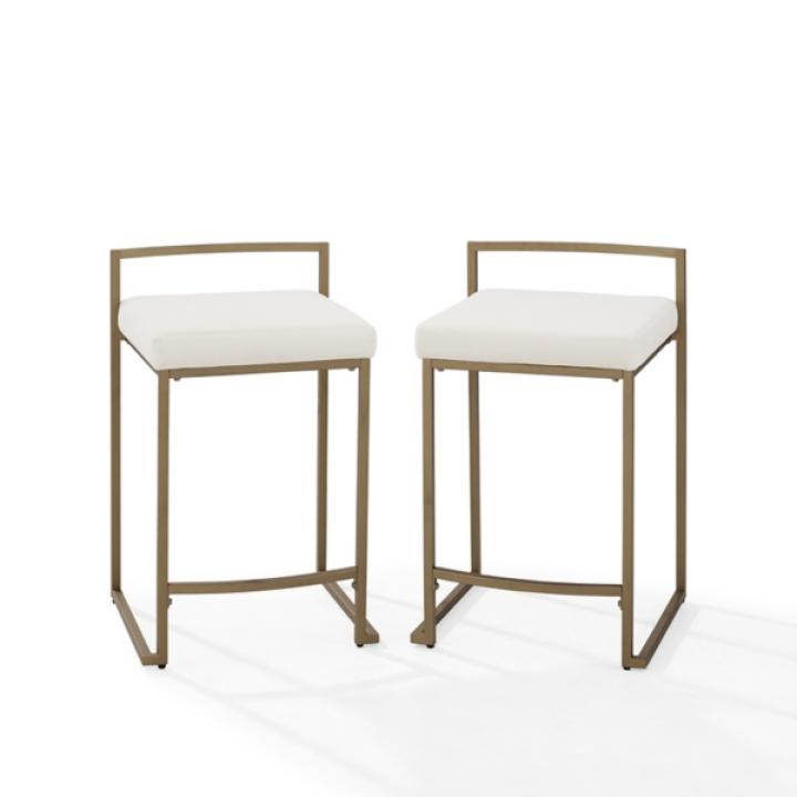 Marley Cream and Gold Counter Stools, Set of 2