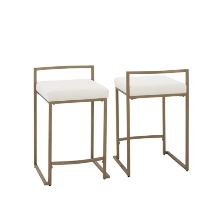 Marley Cream and Gold Counter Stools, Set of 2