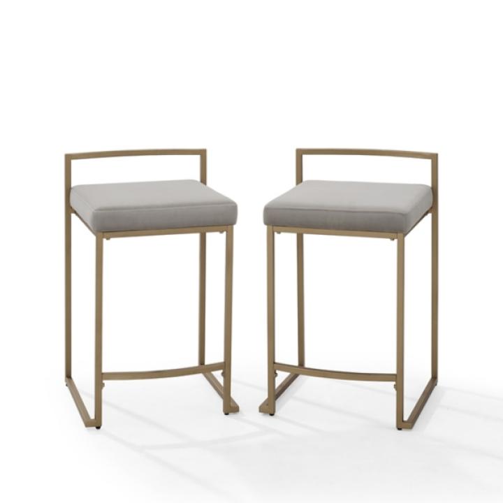 Marley Gray and Gold Counter Stools, Set of 2
