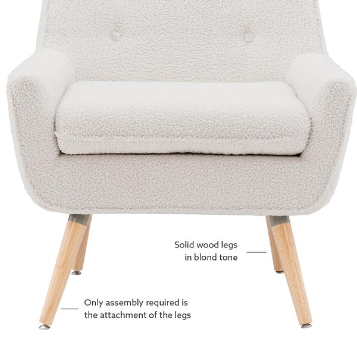 Ivory Faux Sherpa Tufted Accent Chair